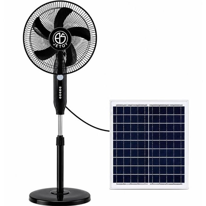 Jetoy 16-inch AC/DC Rechargeable Standing Fan with Solar Panel